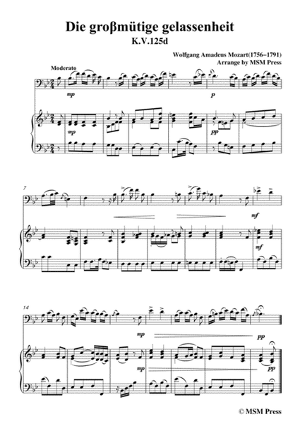 Mozart-Die groβmütige gelassenheit,for Cello and Piano image number null