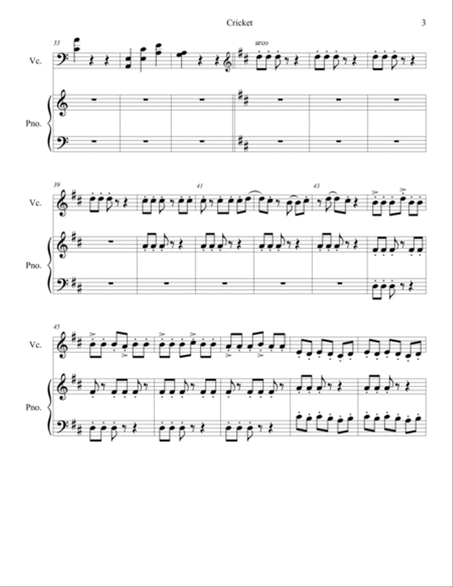Cricket for Cello and Piano Piano scores gallery preview page 3