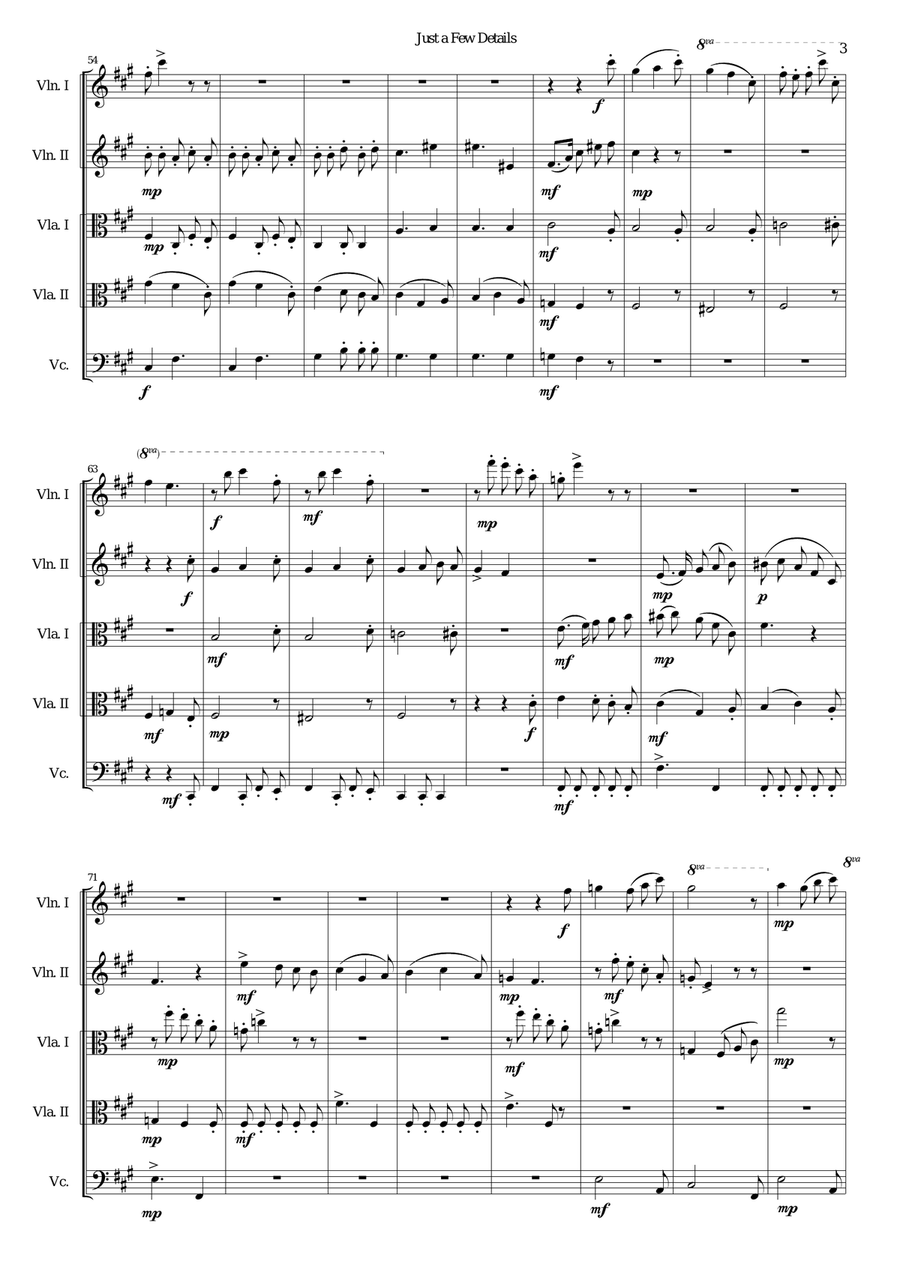 Just a Few Details for string quintet (2 violins, 2 violas, 1 cello) String Trio scores gallery preview page 3