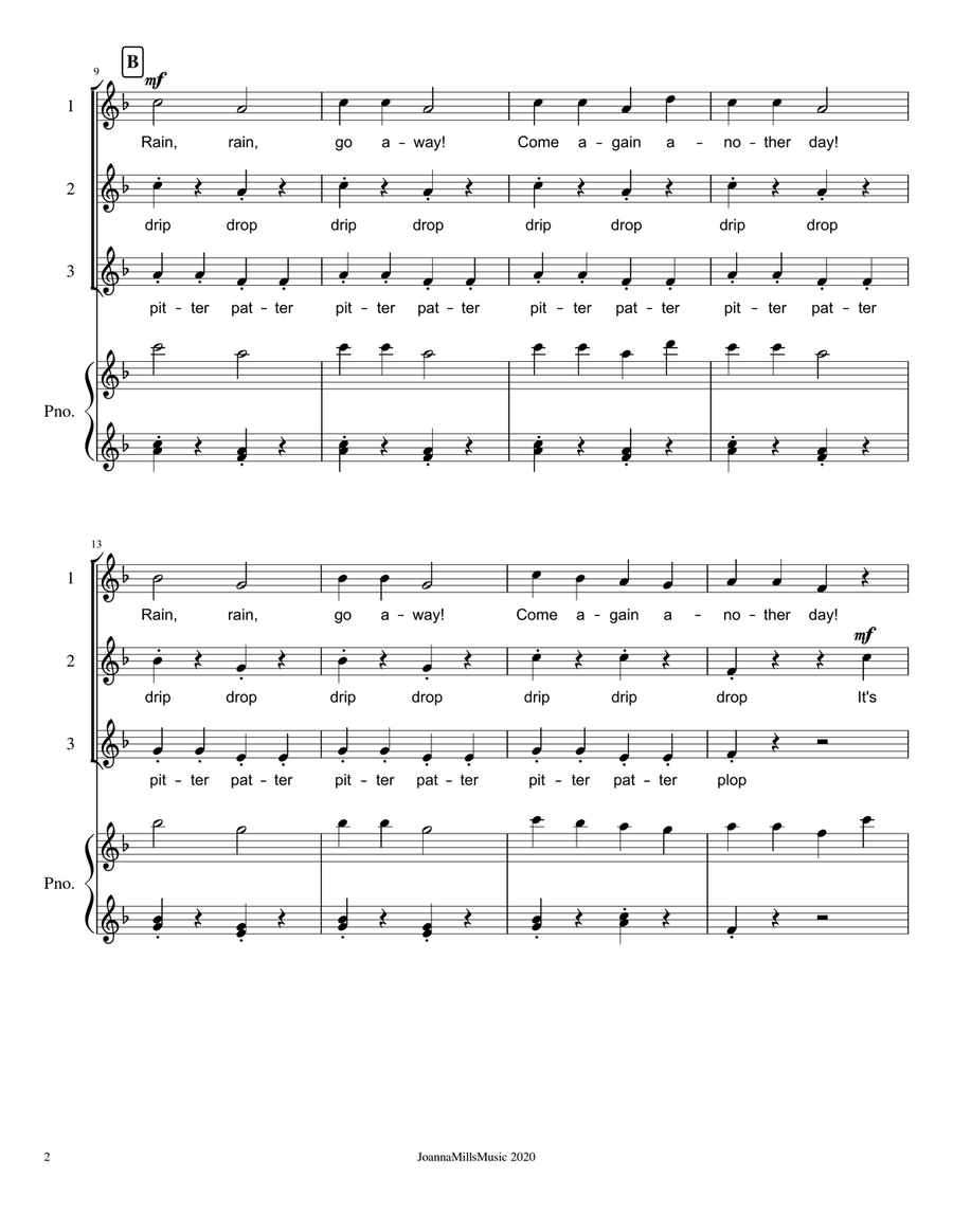 Rain, Rain, Go Away! (Songs For a Rainy Day) - A Quodlibet for 3-Part Choir 3-Part scores gallery preview page 3