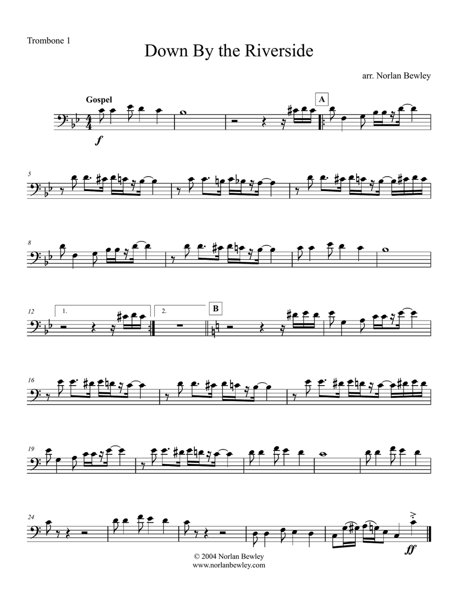 Down By The Riverside - Low Brass Quartet Brass Quartet scores gallery preview page 3