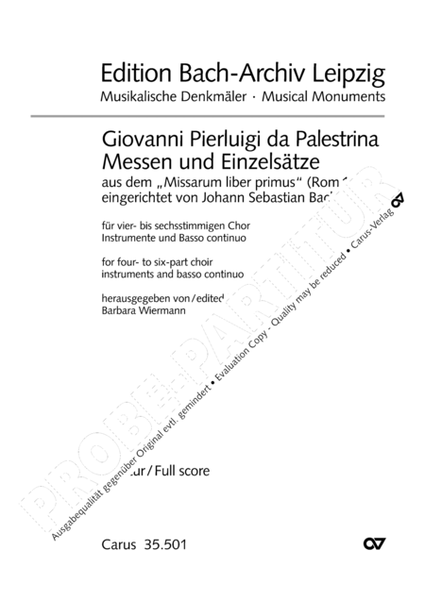 Palestrina: Masses and individual movements