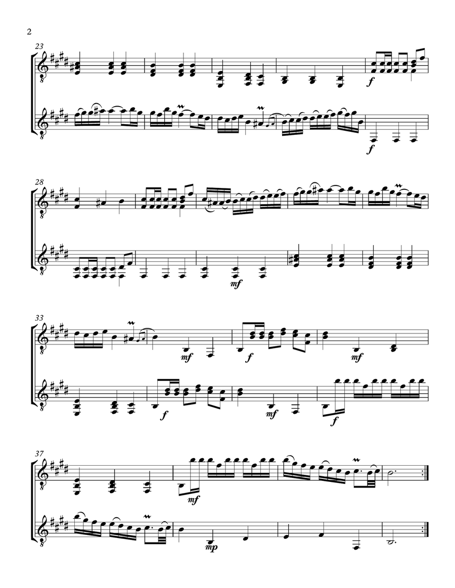 Sonata in E, K. 380 (Guitar Duo) - Score and Parts Classical Guitar scores gallery preview page 2