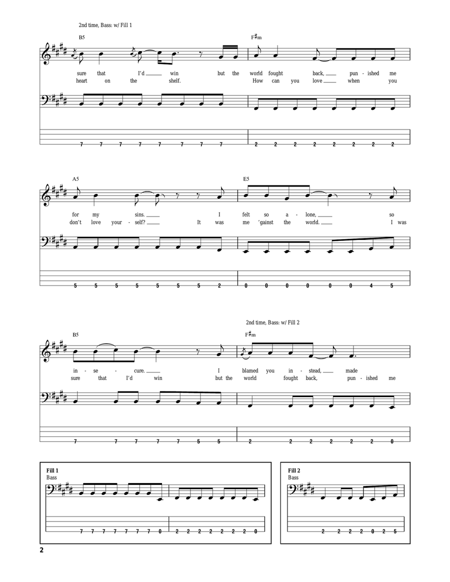 I Was Wrong Bass Guitar Tablature scores gallery preview page 2