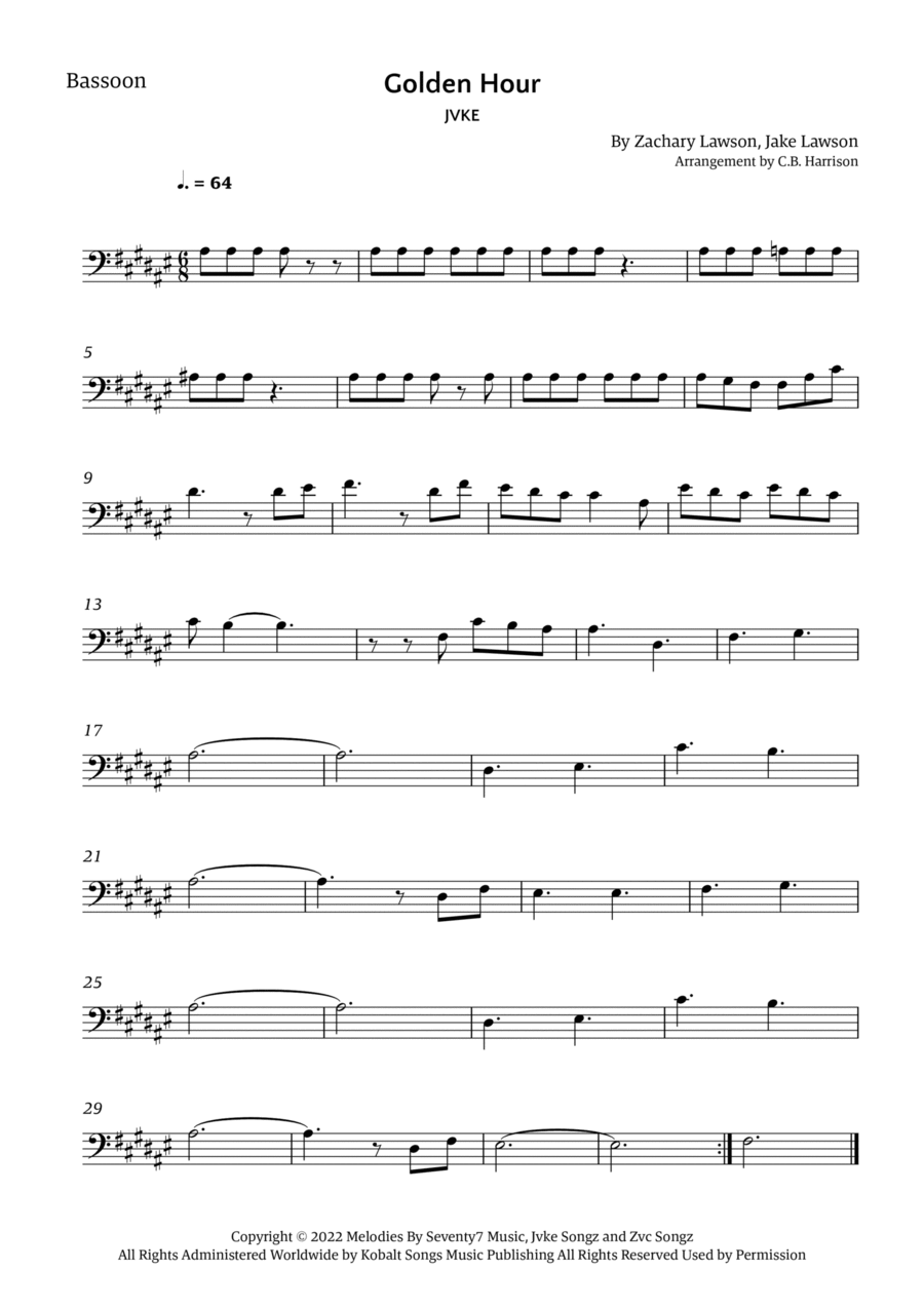 Golden Hour Golden Hour Bassoon Solo scores gallery preview page 1