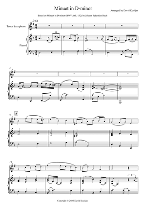 Minuet in D-minor - EASY (tenor sax & piano)