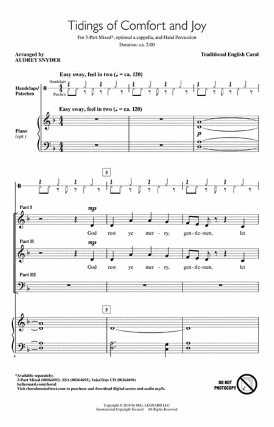 Tidings of Comfort and Joy 3-Part scores gallery preview page 2