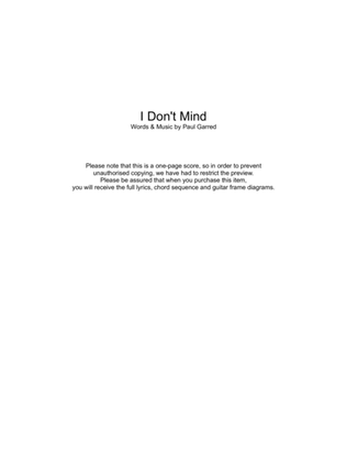Book cover for I Don't Mind