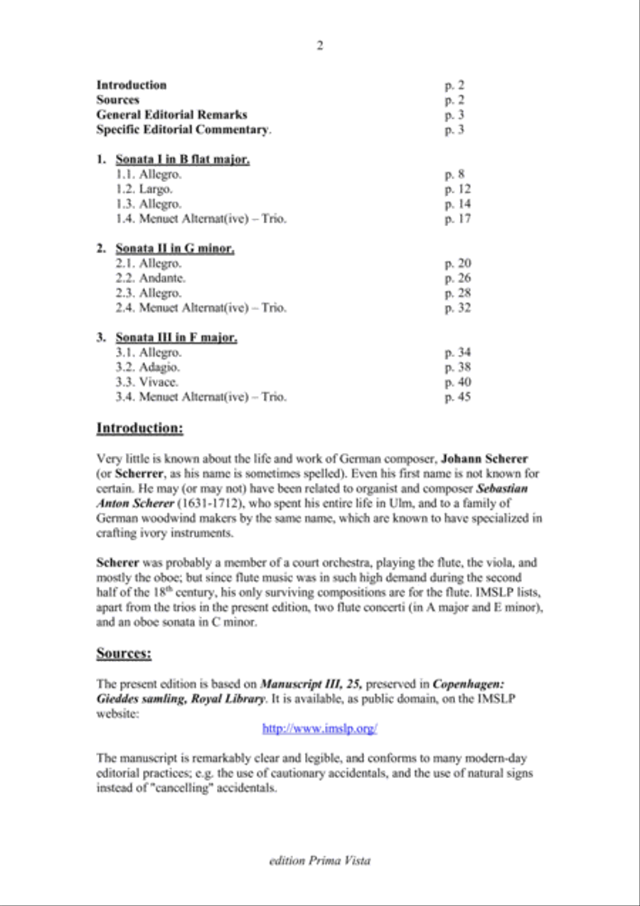 Johann Scherer, III Trios for Three Recorders, Score Woodwind Trio scores gallery preview page 2
