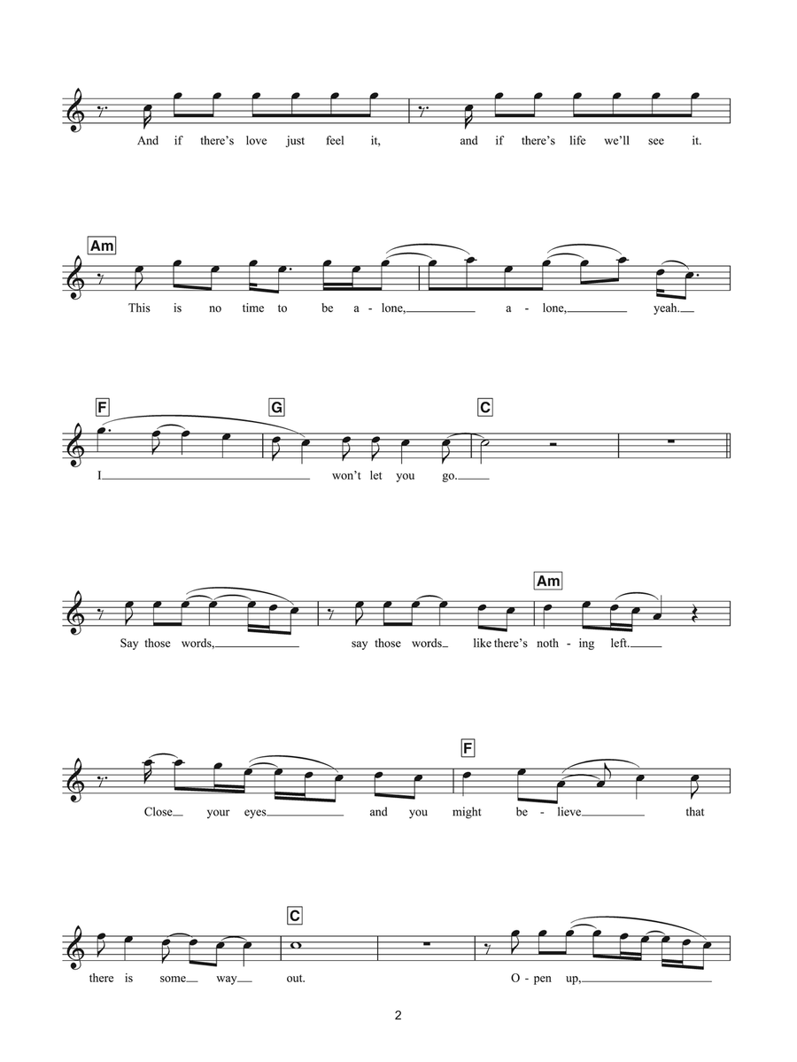 I Won't Let You Go Piano Solo scores gallery preview page 2
