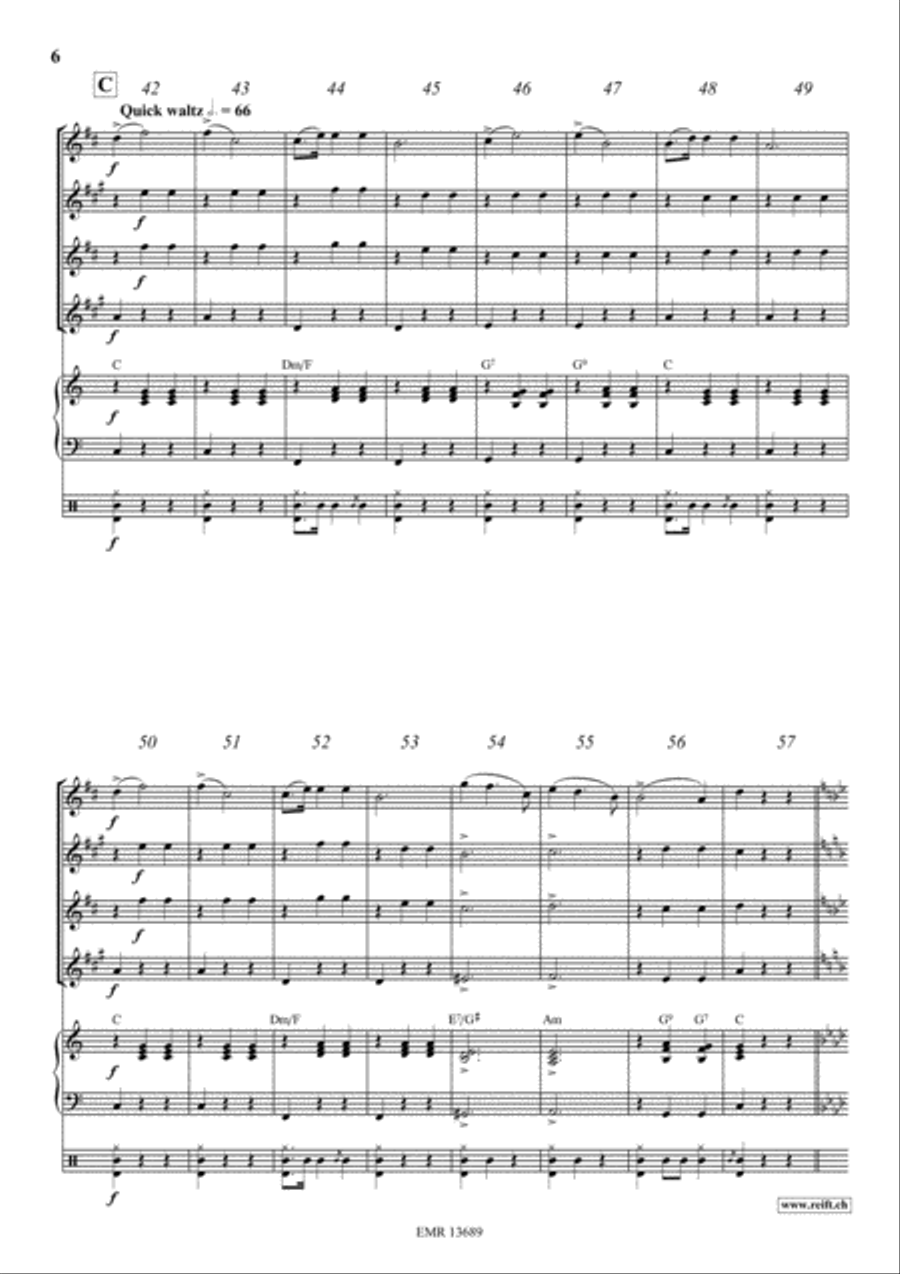 Emperor Waltz Saxophone Quartet scores gallery preview page 6