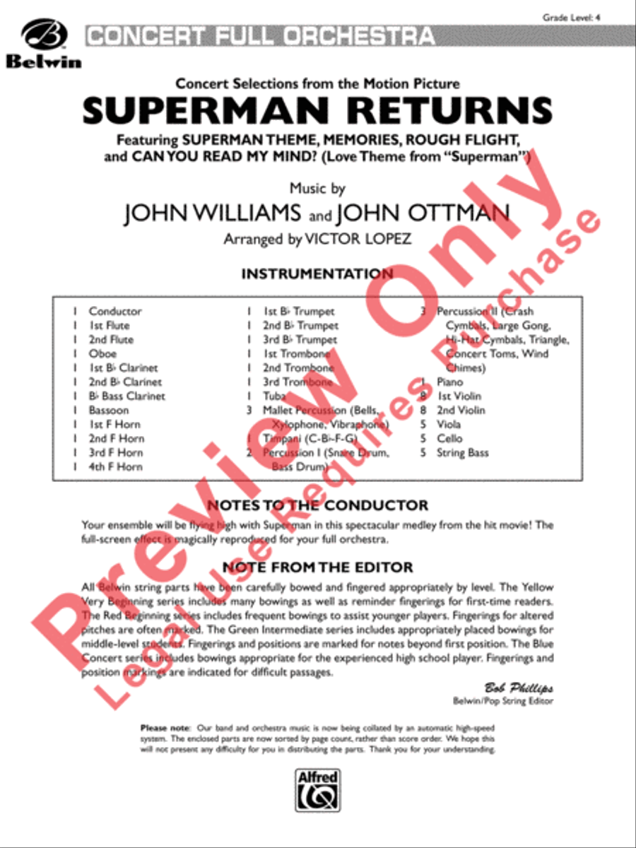 Superman Returns, Concert Selections from Full Orchestra scores gallery preview page 2