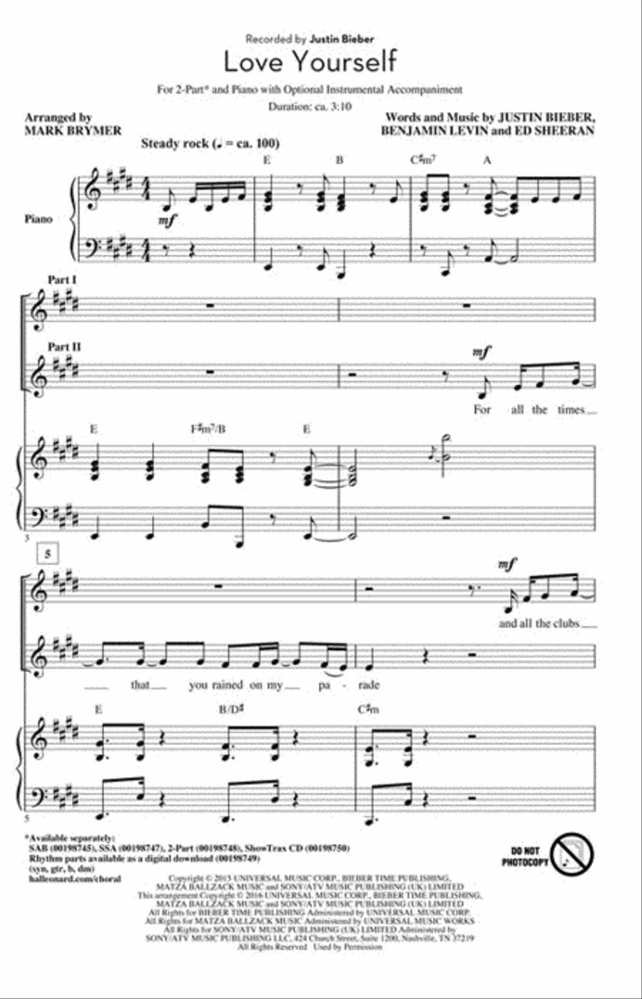 Love Yourself Love Yourself 2-Part scores gallery preview page 2