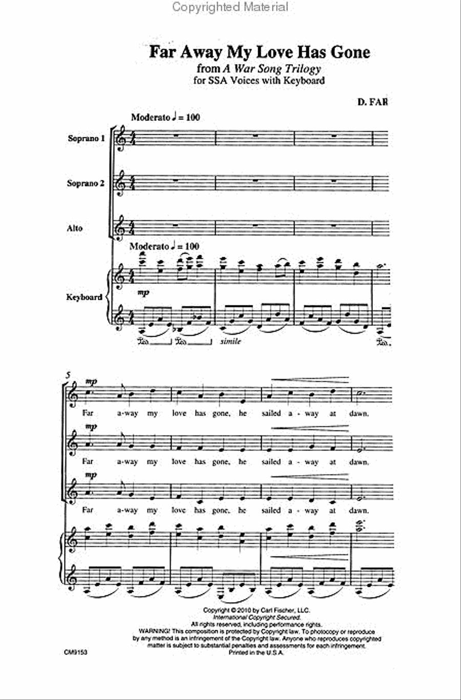Far Away My Love Has Gone SSA scores gallery preview page 2