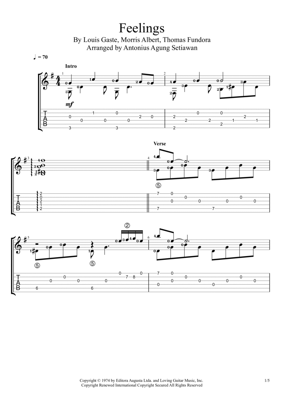 Feelings (?dime?) Feelings (?dime?) Electric Guitar scores gallery preview page 1