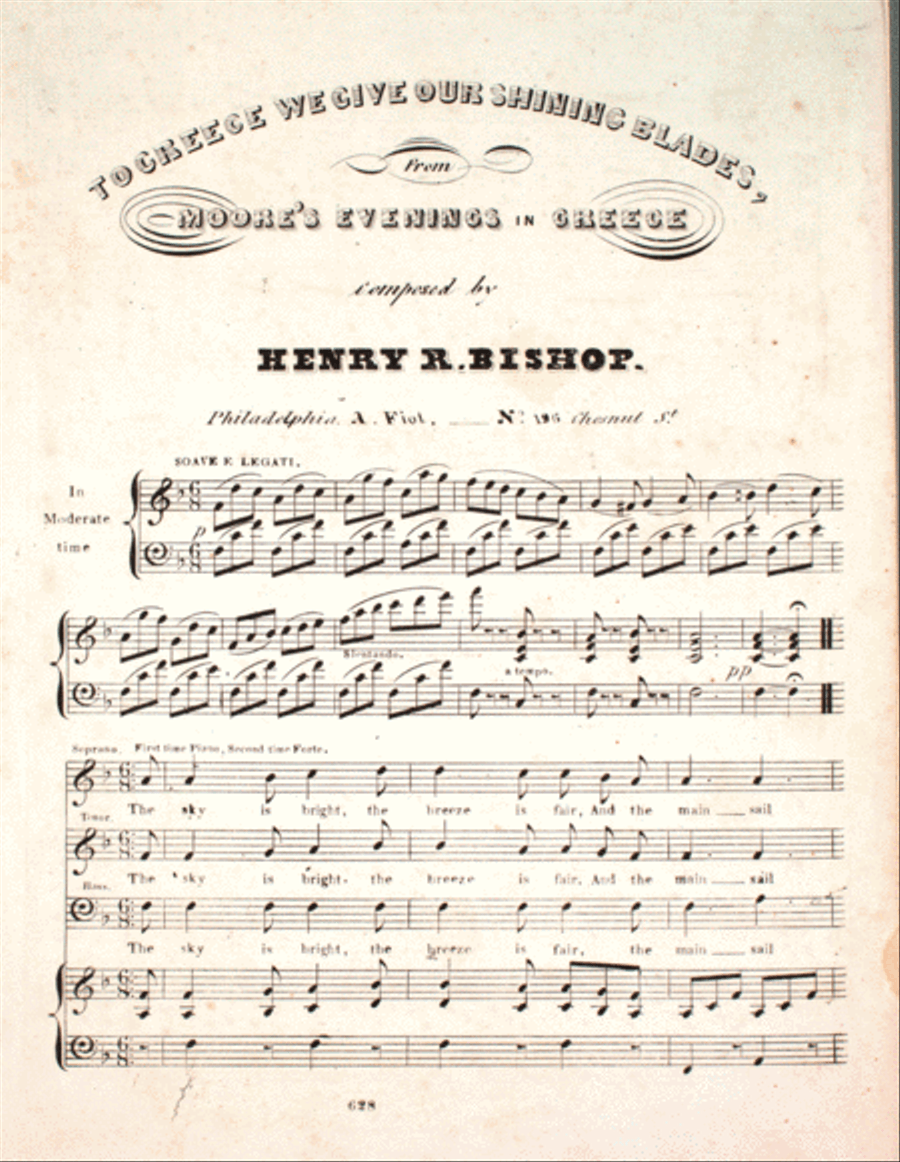 To Greece We Give Our Shining Blades, From Moore's Evenings in Greece 4-Part scores gallery preview page 1