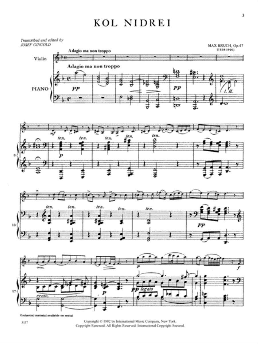 Kol Nidrei, Opus 47 Kol Nidrei, Opus 47 Violin Solo scores gallery preview page 2