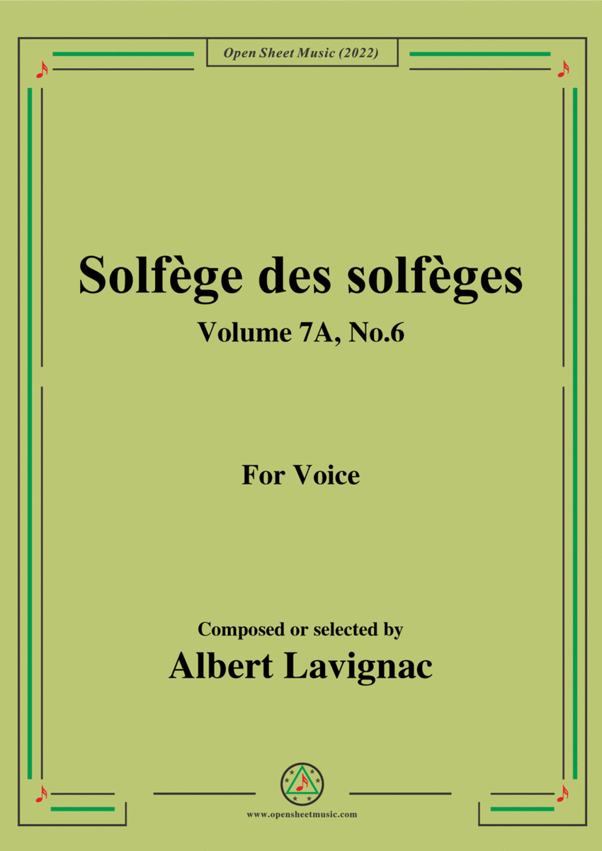 Lavignac-Solfege des solfeges,Volume 7A No.6,for Voice