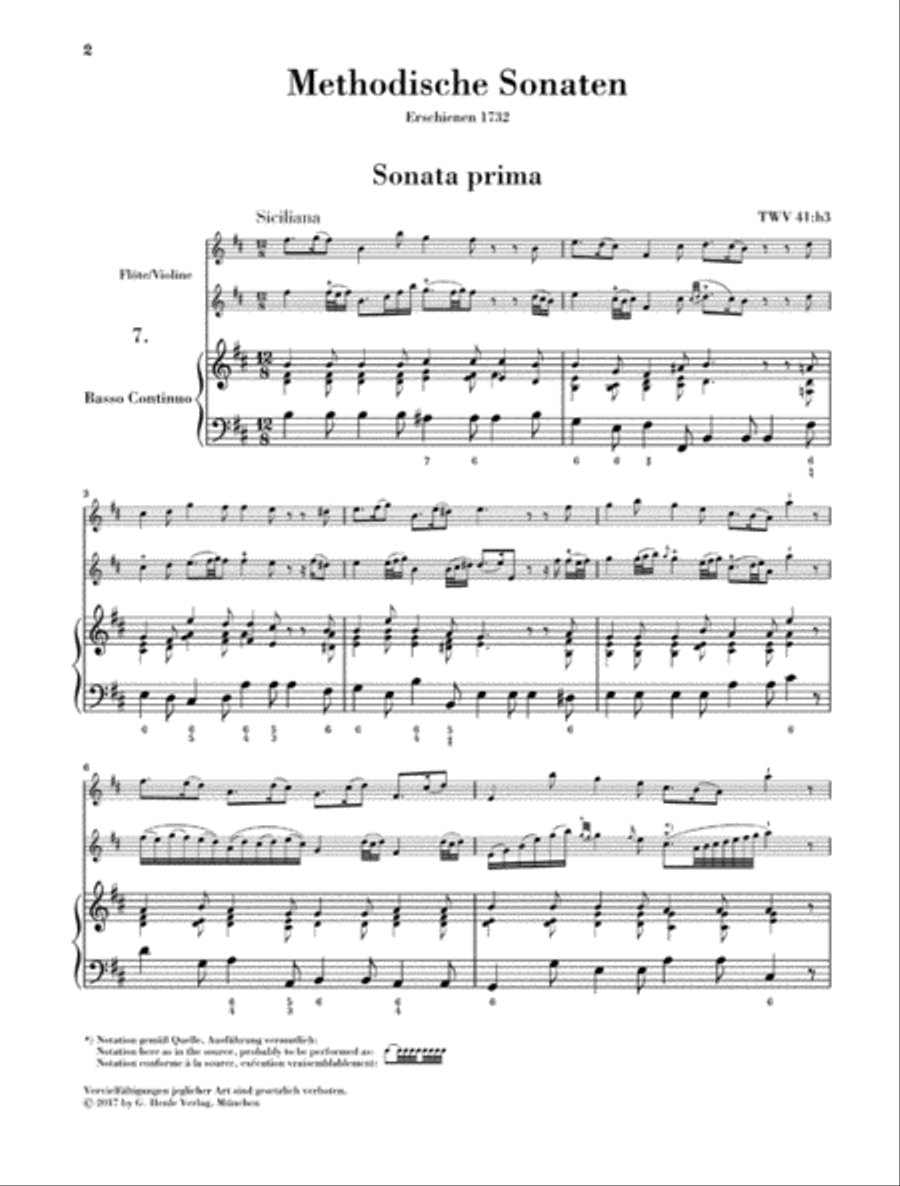 Methodical Sonatas for Flute or Violin and Continuo – Volume 2 Flute scores gallery preview page 3
