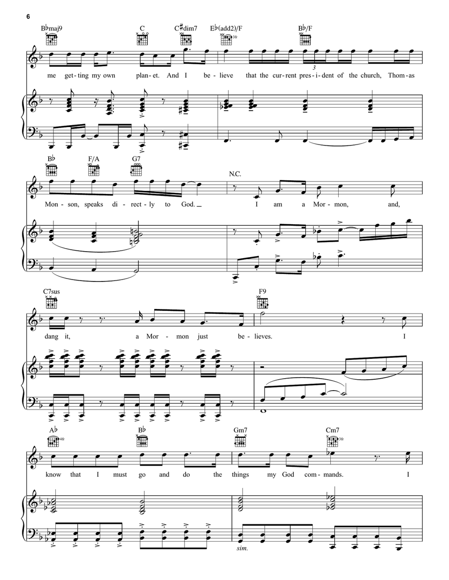I Believe (from The Book of Mormon) Piano, Vocal, Guitar scores gallery preview page 6