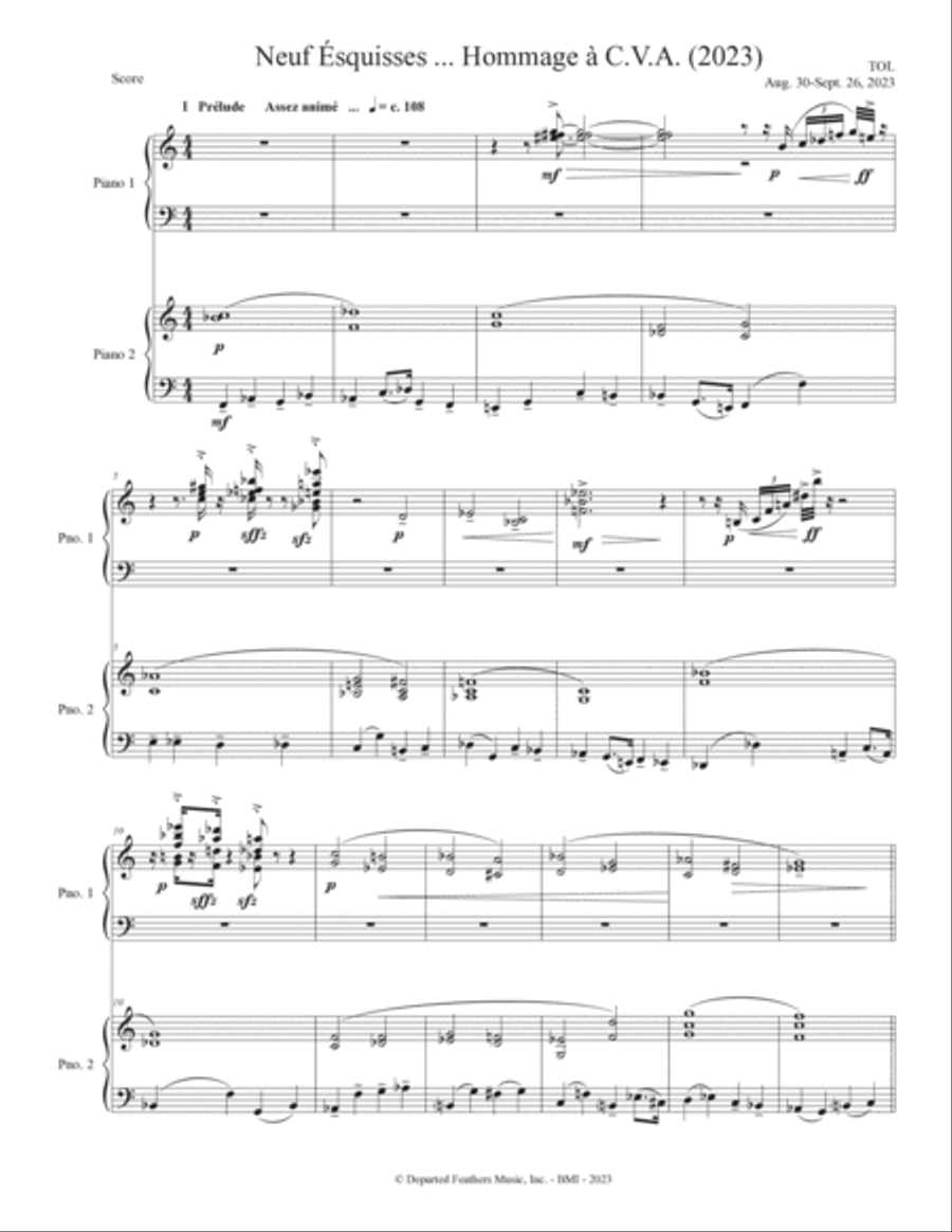 Neuf Ésquisses ... Hommage à C.V.A. (2023) Chamber Music scores gallery preview page 3