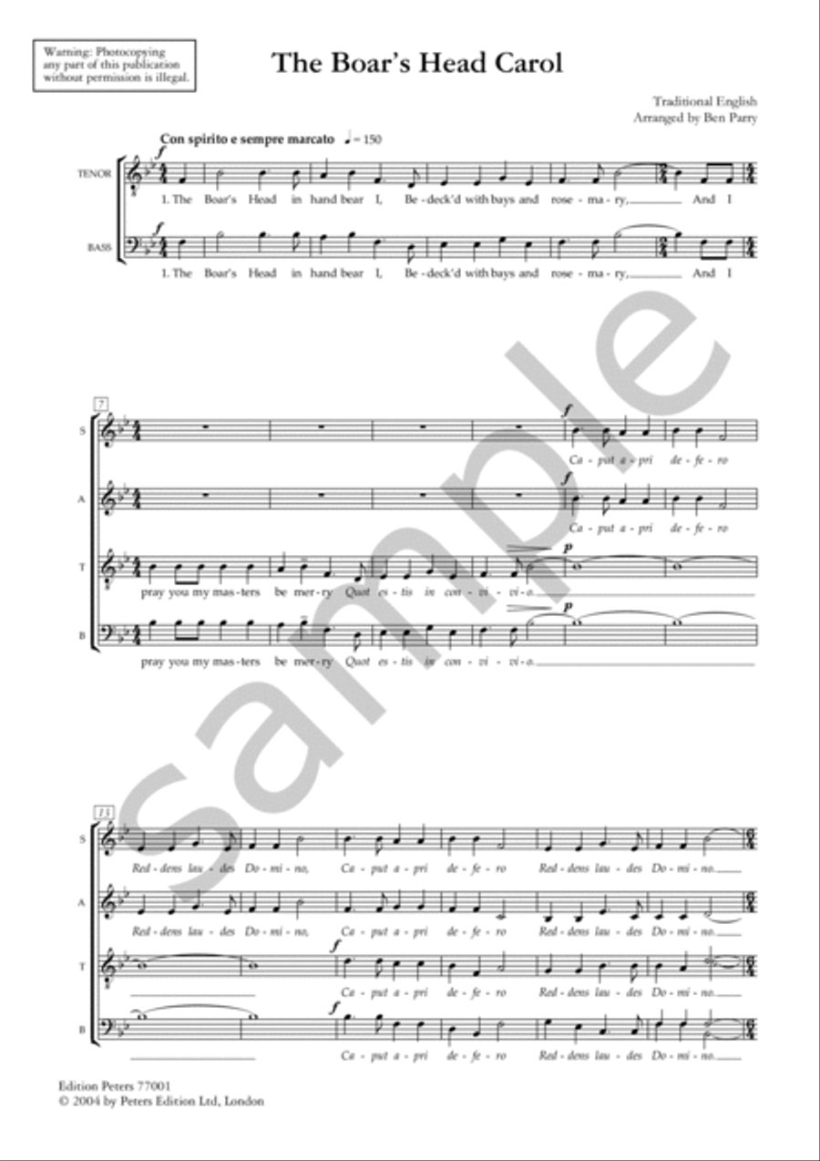 Boars Head Carol for SSAATTBB Choir SSAATTBB scores gallery preview page 2