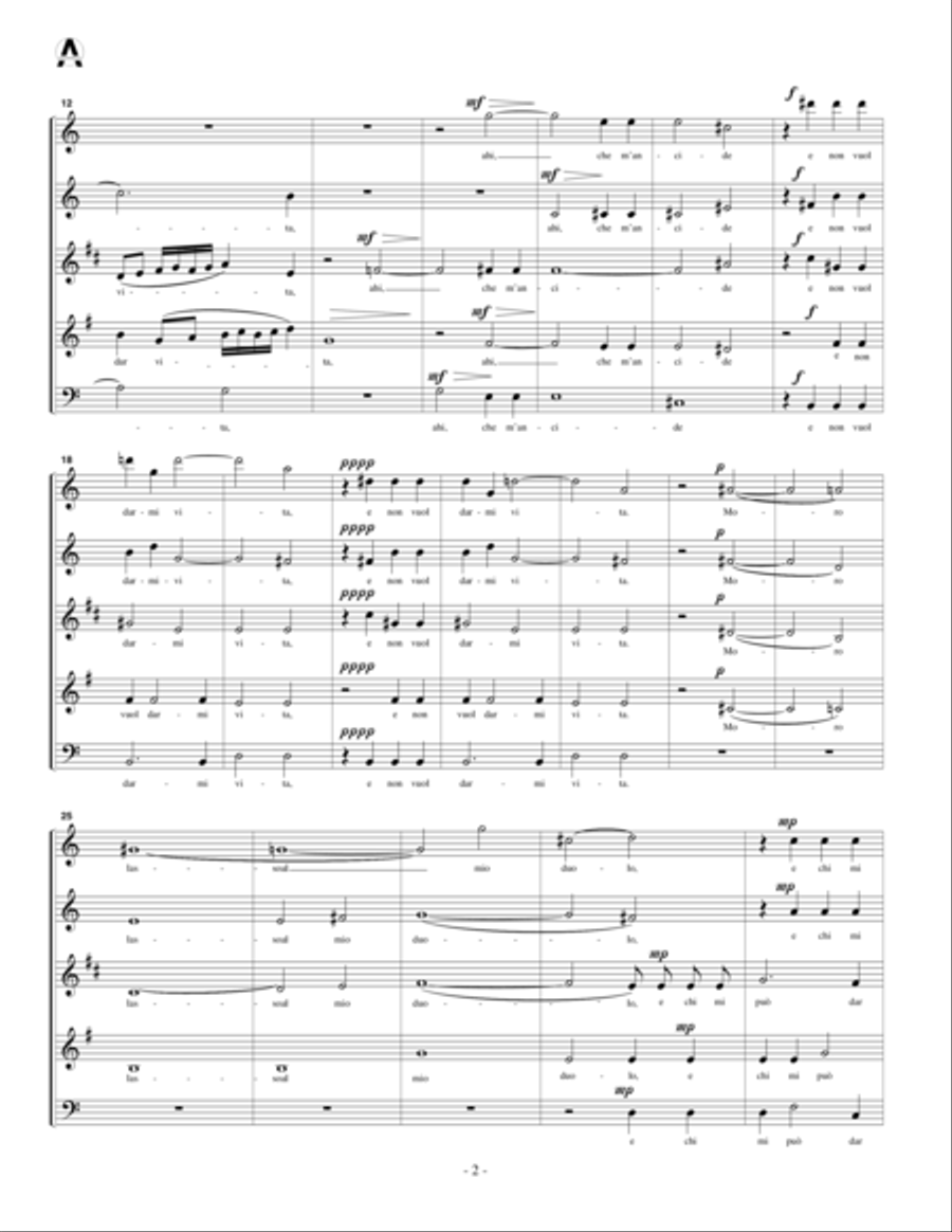 Moro lasso al mio duolo (for woodwind quintet) Woodwind Quintet scores gallery preview page 4