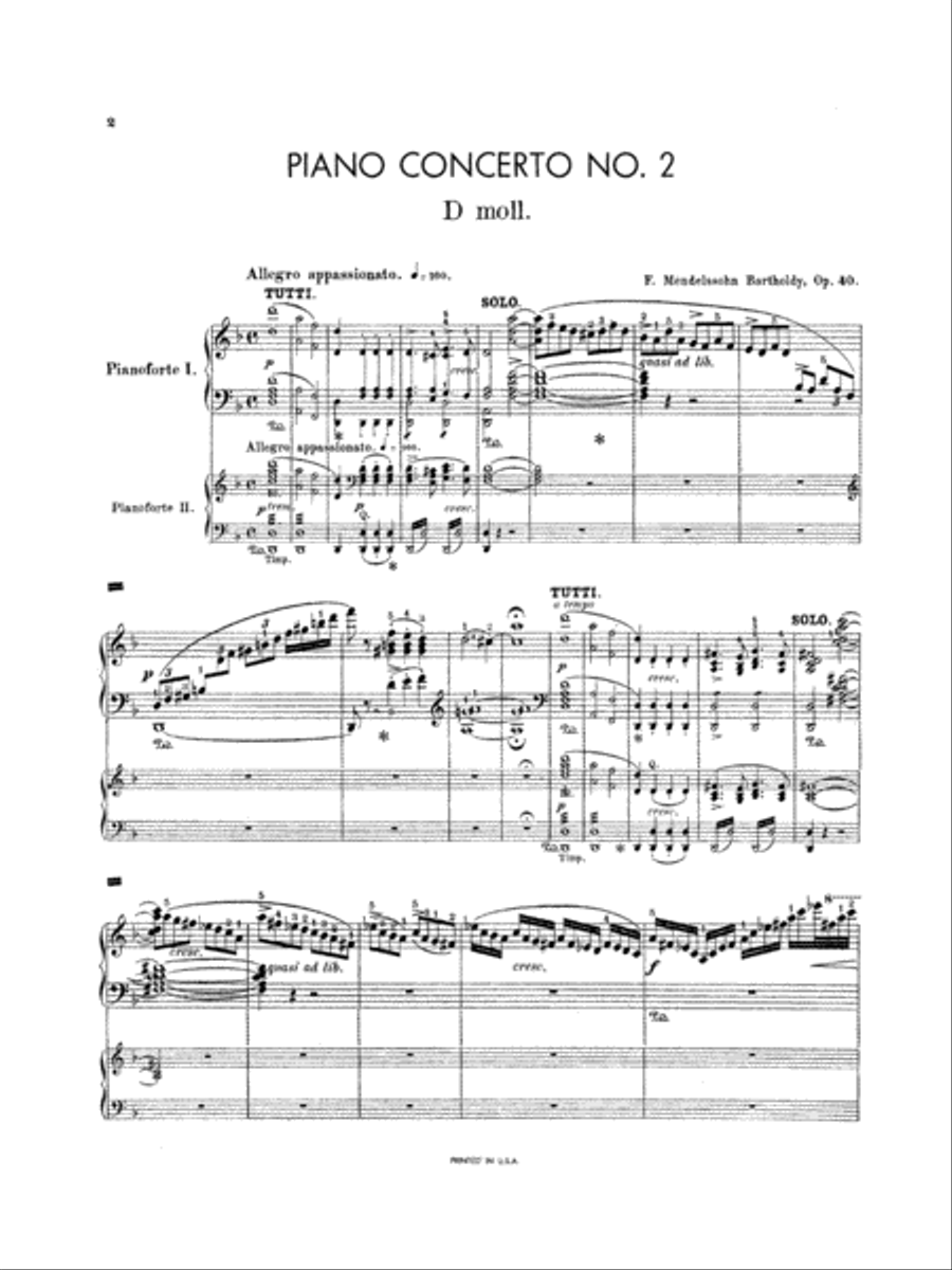 Mendelssohn: Piano Concerto No. 2 in D Minor, Op. 40