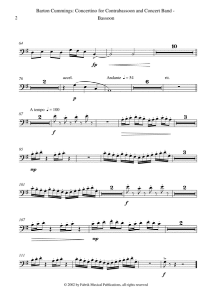 Barton Cummings: Concertino for contrabassoon and concert band, bassoon part