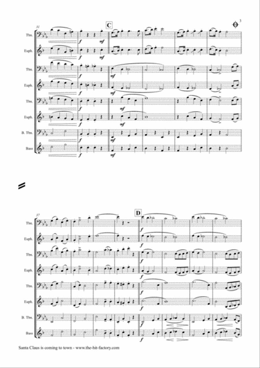 Santa Claus Is Comin' To Town Euphonium scores gallery preview page 3