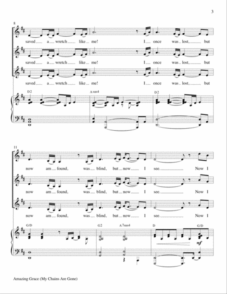 Amazing Grace (My Chains Are Gone) Voice scores gallery preview page 3