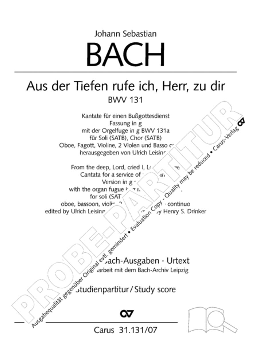 Form the deep, Lord, cried I, Lord, to Thee (Aus der Tiefe rufe ich, Herr, zu dir) 4-Part scores gallery preview page 2
