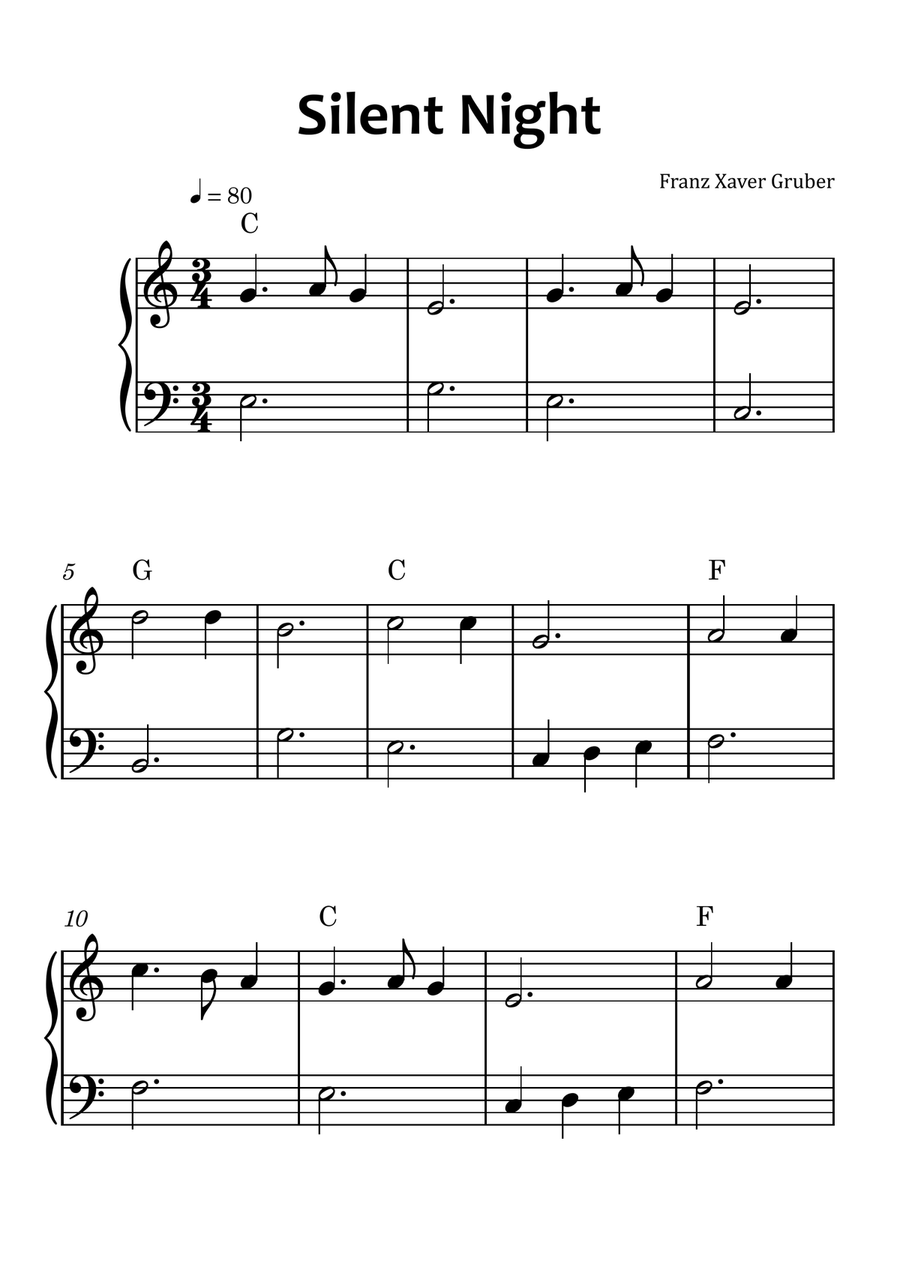 Silent Night Easy Piano scores gallery preview page 1