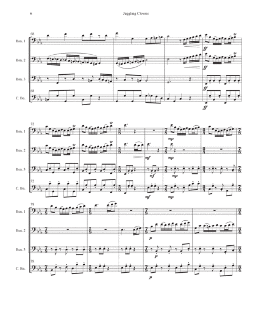Juggling Clowns for bassoon quartet Woodwind Quartet scores gallery preview page 6