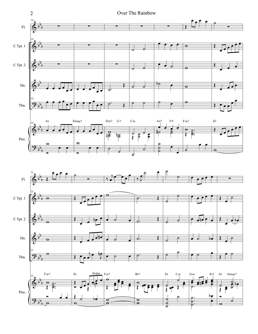 Over The Rainbow (from The Wizard Of Oz) Brass Ensemble scores gallery preview page 2