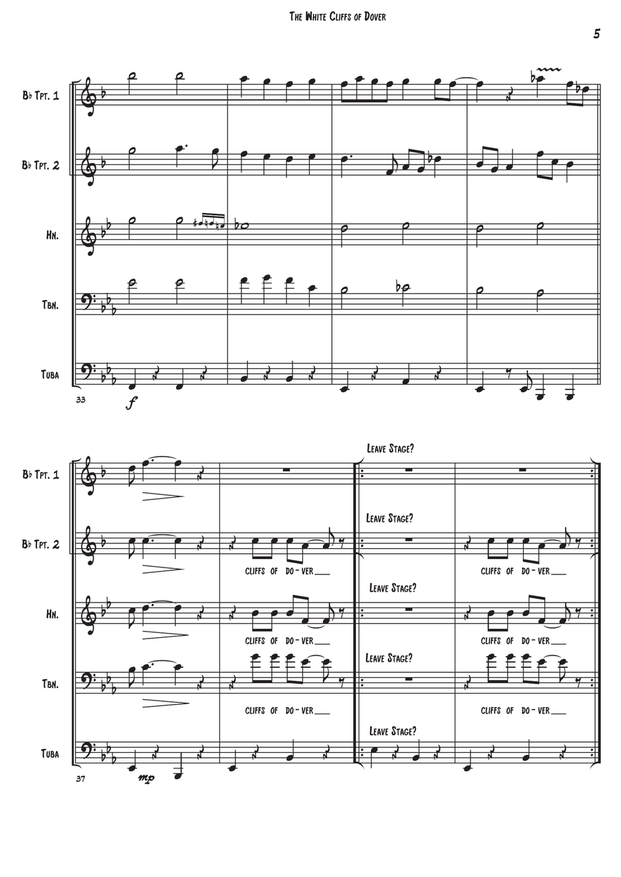 White Cliffs Of Dover Brass Ensemble scores gallery preview page 5