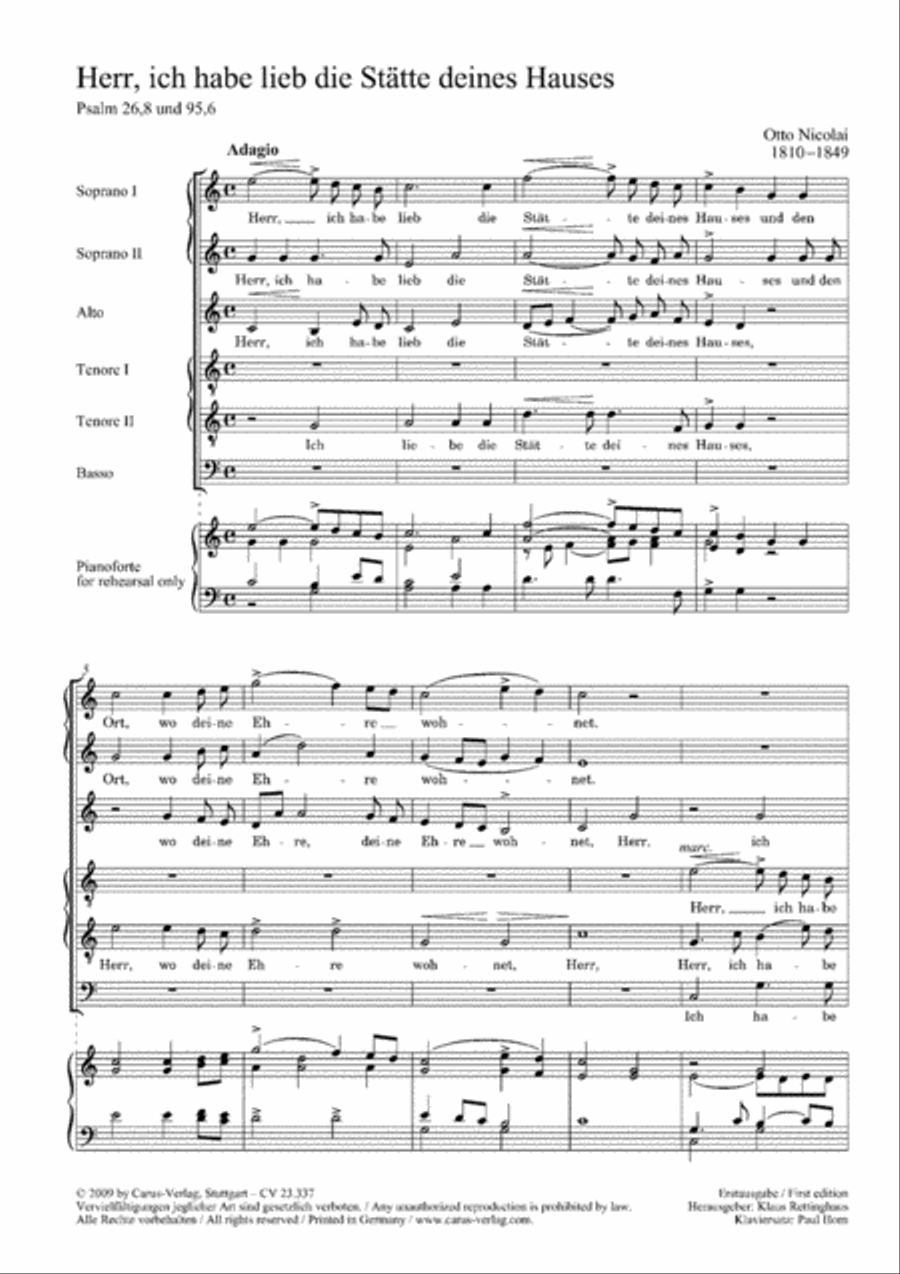 Herr, ich habe lieb die Statte deines Hauses Choir scores gallery preview page 1