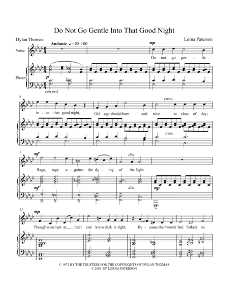 Do Not Go Gentle Into That Good Night Voice scores gallery preview page 2