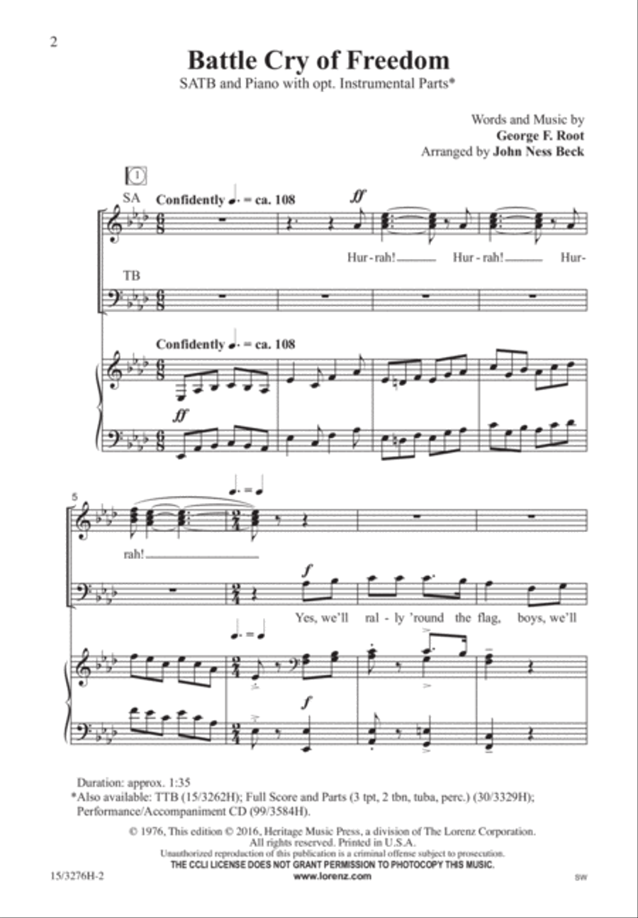 Battle Cry of Freedom 4-Part scores gallery preview page 2