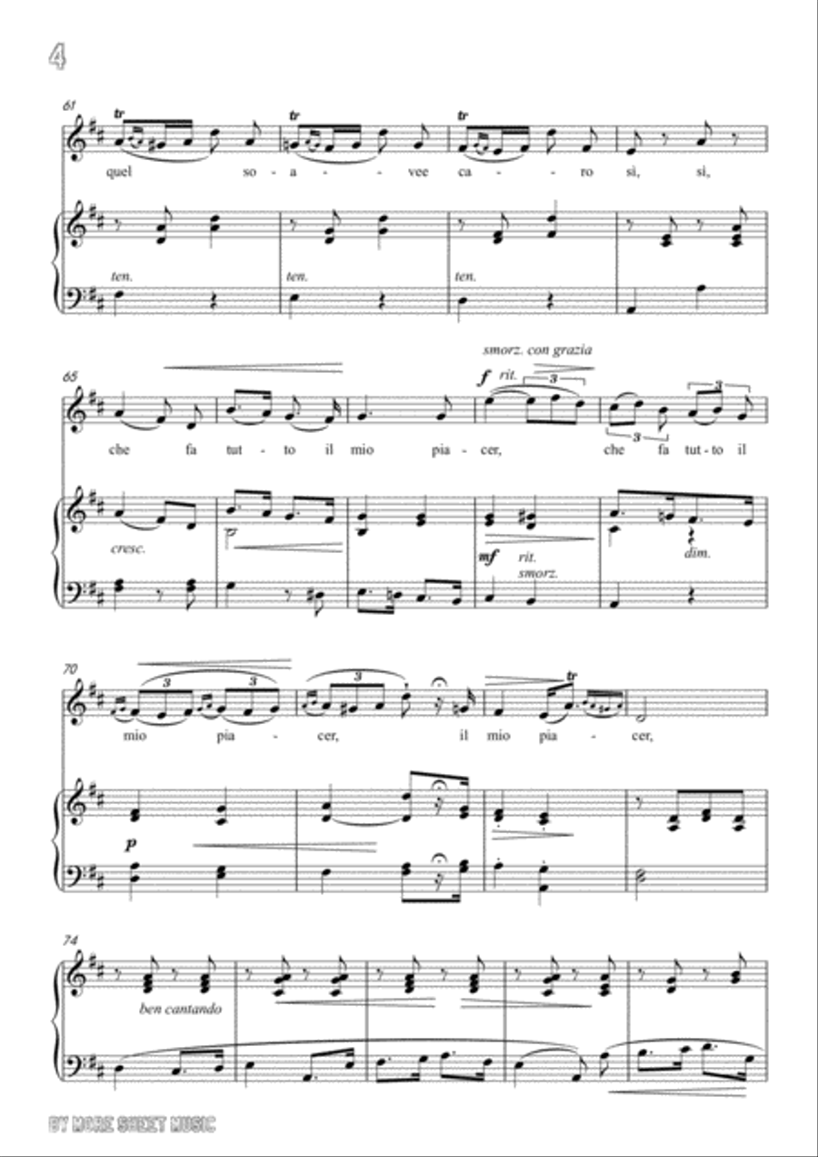 Lotti-Pur dicesti,o bocca bella in D Major,for Voice and Piano image number null