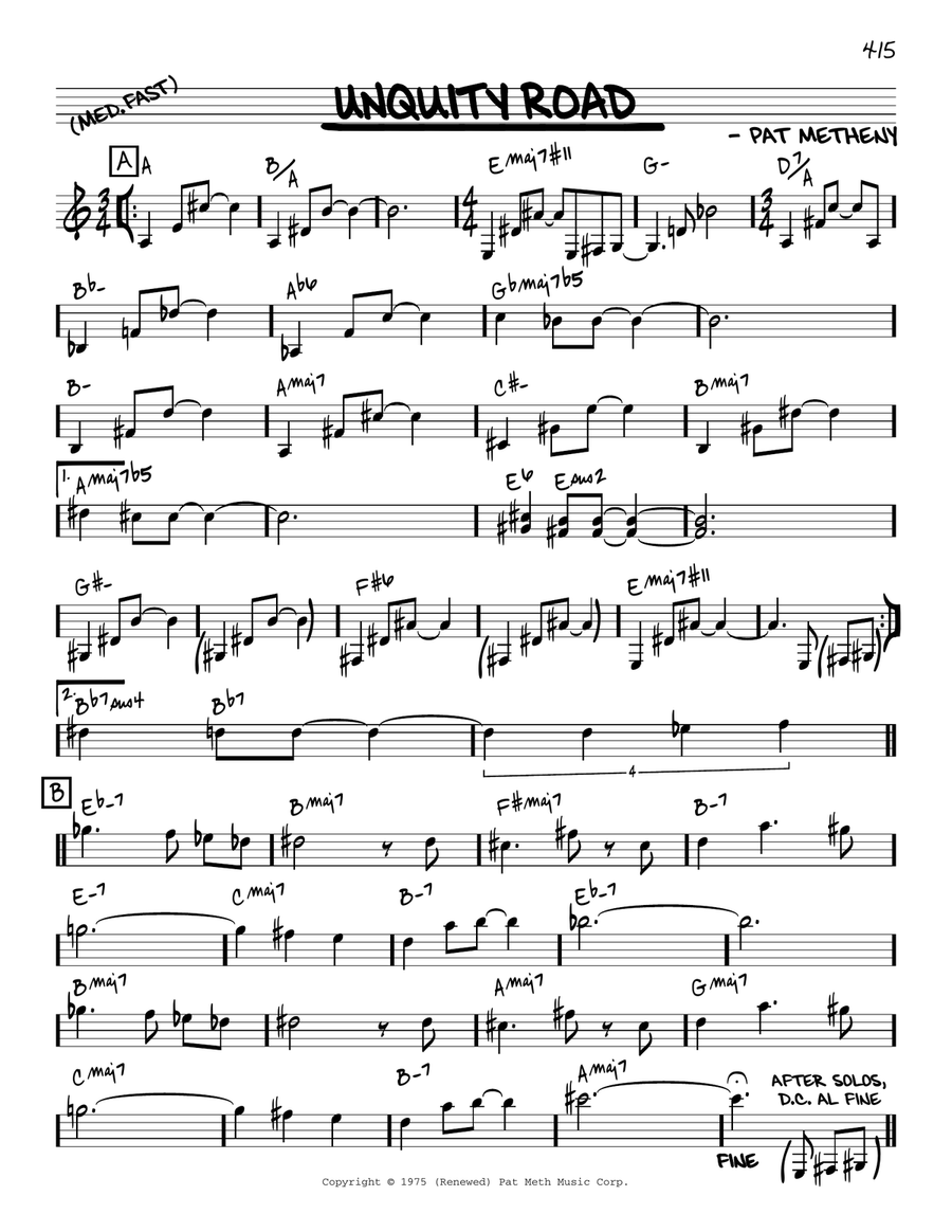 Unquity Road [Reharmonized version] (arr. Jack Grassel) Piano scores gallery preview page 1