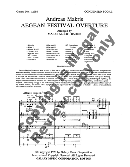 Aegean Festival Overture (Condensed Score)