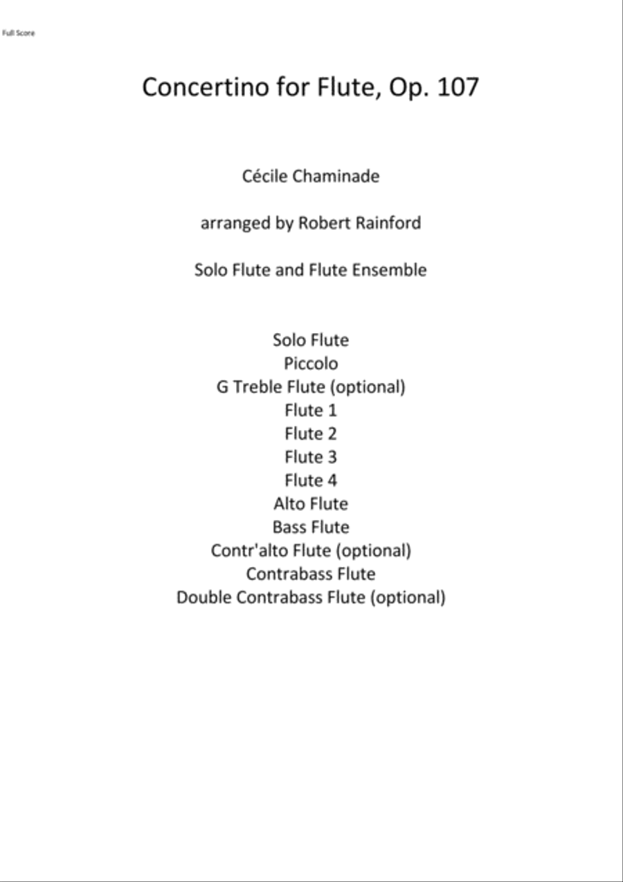 Concertino for Flute, Op. 107 Flute scores gallery preview page 1