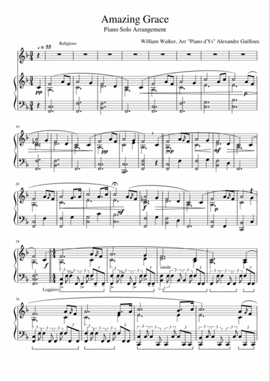Amazing Grace, Piano Amazing Grace, Piano Piano Solo scores gallery preview page 1