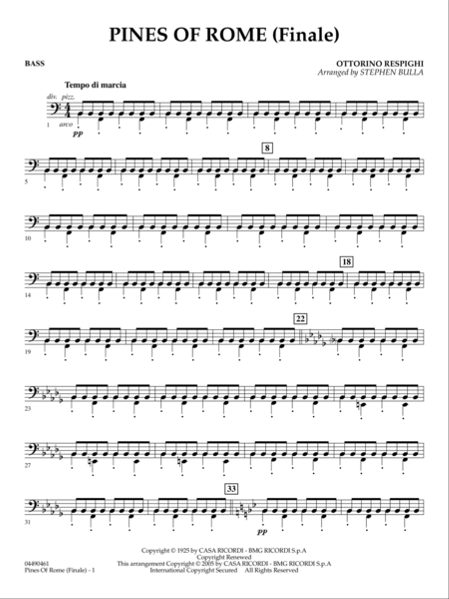 The Pines of Rome (Finale) (arr. Stephen Bulla) - String Bass Full Orchestra scores gallery preview page 3