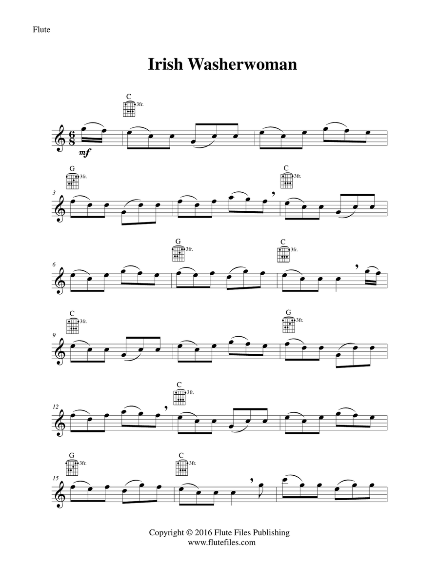 Irish Washerwoman - Flute Solo with Guitar Chords Chamber Music scores gallery preview page 3