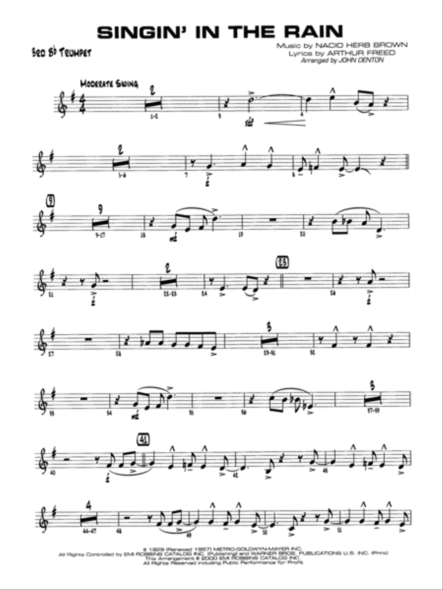 Singin' in the Rain: 3rd B-flat Trumpet Jazz Ensemble scores gallery preview page 1