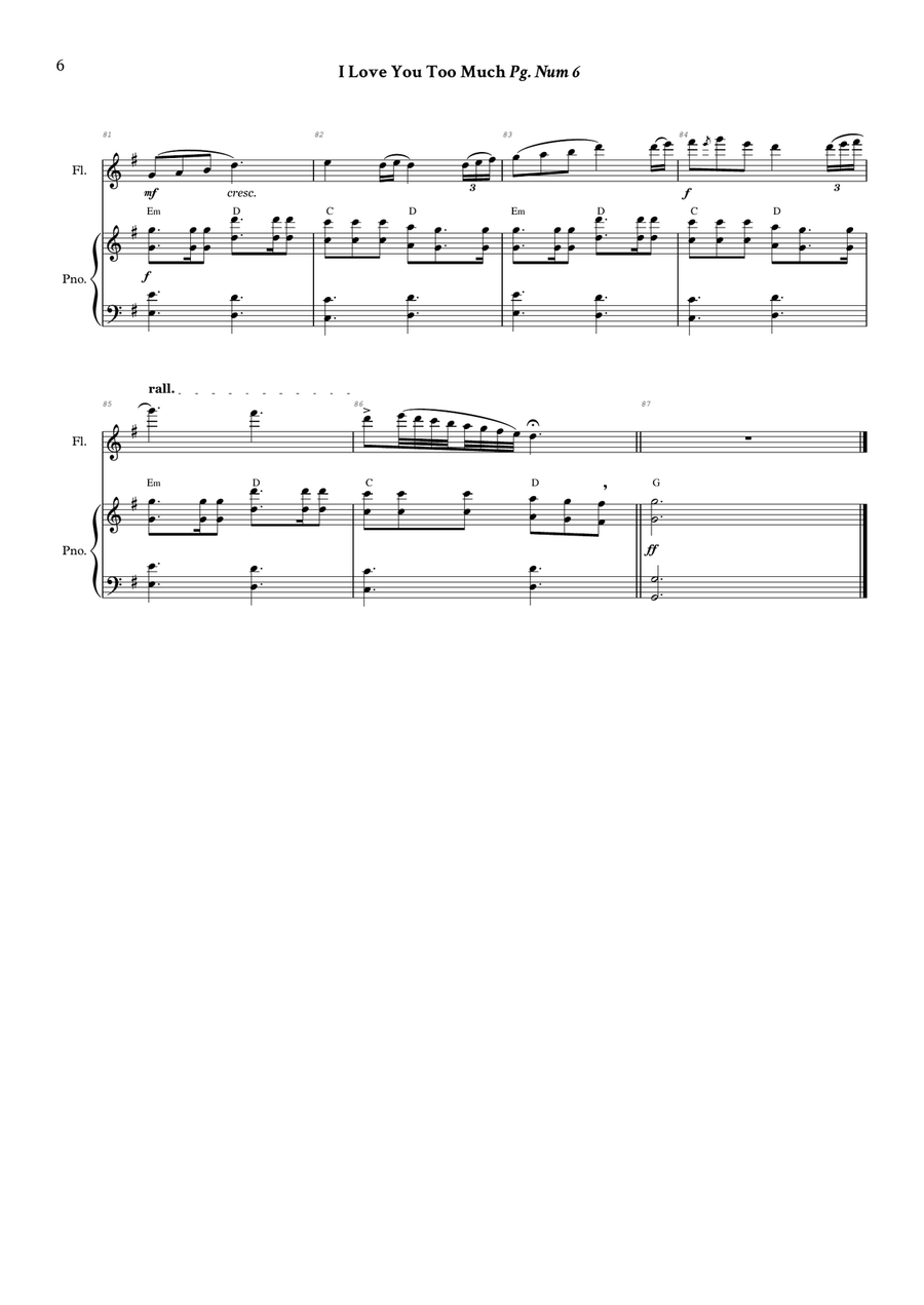 I Love You Too Much Woodwind Duet scores gallery preview page 6