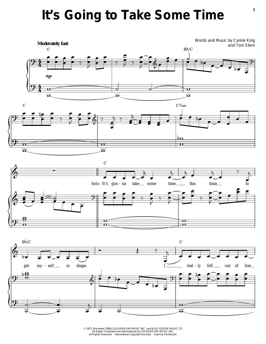 It's Going To Take Some Time Piano, Vocal scores gallery preview page 1