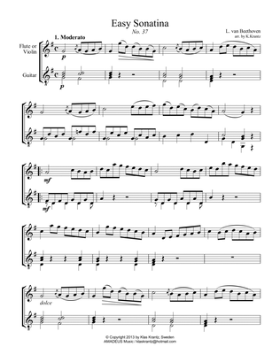 Easy Sonatina No. 37 for violin or flute and guitar